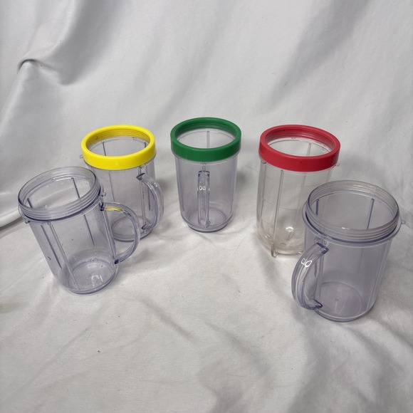 Magic Bullet Blender‎ Spare Extra Cups Mugs & Rims, Lot Of 5 Clear Plastic - Picture 3 of 3